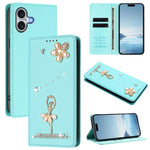 Ballet Girl Diamond Studded RFID Vegan Leather Phone Case, For iPhone 16 Pro, For iPhone 16 Plus, For iPhone 16, For iPhone 15 Pro Max, For iPhone 15 Pro, For iPhone 15 Plus
