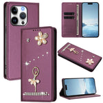 Ballet Girl Diamond Studded RFID Vegan Leather Phone Case, For iPhone 16 Pro, For iPhone 16 Plus, For iPhone 16, For iPhone 15 Pro Max, For iPhone 15 Pro, For iPhone 15 Plus