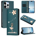 Ballet Girl Diamond Studded RFID Vegan Leather Phone Case, For iPhone 17e / 16e, For iPhone 17 Pro Max, For iPhone 17 Pro, For iPhone 17, For iPhone Air, For iPhone 16 Pro Max