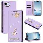 Ballet Girl Diamond Studded RFID Vegan Leather Phone Case, For iPhone 17e / 16e, For iPhone 17 Pro Max, For iPhone 17 Pro, For iPhone 17, For iPhone Air, For iPhone 16 Pro Max
