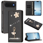 Ballet Girl Diamond Studded RFID Vegan Leather Phone Case, For iPhone 17e / 16e, For iPhone 17 Pro Max, For iPhone 17 Pro, For iPhone 17, For iPhone Air, For iPhone 16 Pro Max