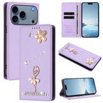 Ballet Girl Diamond Studded RFID Vegan Leather Phone Case, For iPhone 17e / 16e, For iPhone 17 Pro Max, For iPhone 17 Pro, For iPhone 17, For iPhone Air, For iPhone 16 Pro Max