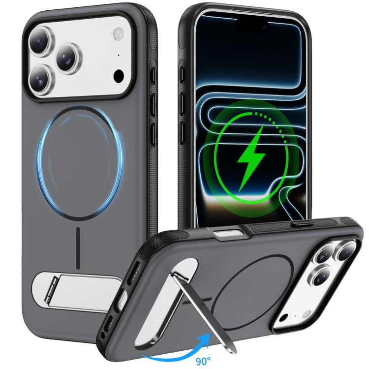 Two-colors Imitation Original Magnetic Phone Case with Holder, For iPhone 17 Pro Max, For iPhone 17 Pro