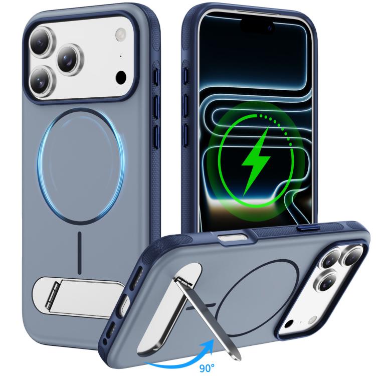 Two-colors Imitation Original Magnetic Phone Case with Holder, For iPhone 17 Pro Max, For iPhone 17 Pro