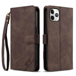 AZNS A2 Series Tri-Card Wallet RFID Vegan Leather Phone Case with Strap, For iPhone 13 Pro, For iPhone 13, For iPhone 12, For iPhone 12 Pro Max, For iPhone 12 Pro, For iPhone 11 Pro Max, For iPhone 11, For iPhone 11 Pro