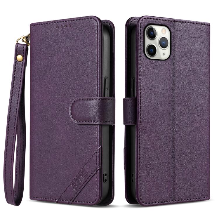 AZNS A2 Series Tri-Card Wallet RFID Vegan Leather Phone Case with Strap, For iPhone 13 Pro, For iPhone 13, For iPhone 12, For iPhone 12 Pro Max, For iPhone 12 Pro, For iPhone 11 Pro Max, For iPhone 11, For iPhone 11 Pro