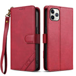 AZNS A2 Series Tri-Card Wallet RFID Vegan Leather Phone Case with Strap, For iPhone 13 Pro, For iPhone 13, For iPhone 12, For iPhone 12 Pro Max, For iPhone 12 Pro, For iPhone 11 Pro Max, For iPhone 11, For iPhone 11 Pro