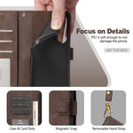 AZNS A2 Series Tri-Card Wallet RFID Vegan Leather Phone Case with Strap, For iPhone 13 Pro, For iPhone 13, For iPhone 12, For iPhone 12 Pro Max, For iPhone 12 Pro, For iPhone 11 Pro Max, For iPhone 11, For iPhone 11 Pro