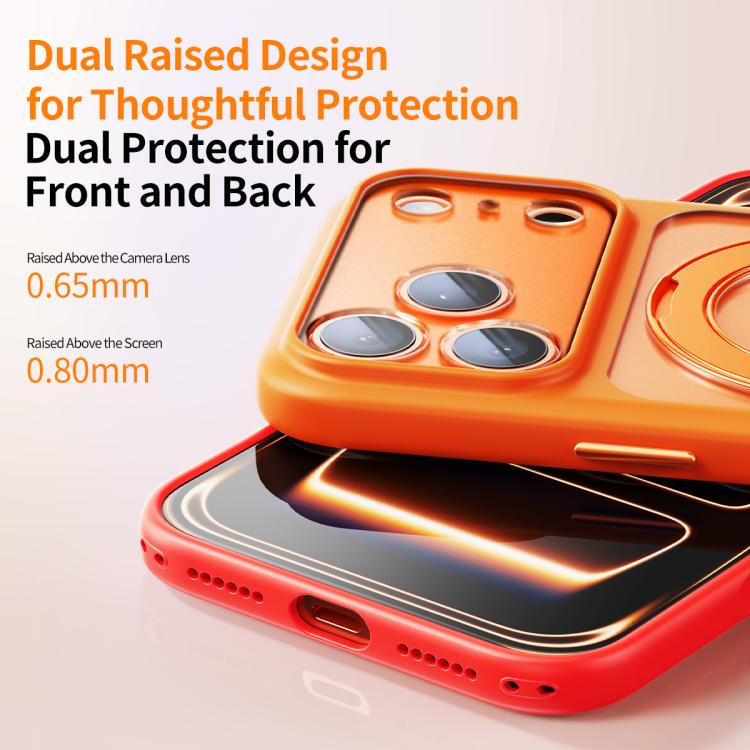 Large Hole Frosted Skin-Feel Magnetic Holder Phone Case with AI Shutter Button, For iPhone 17 Pro Max, For iPhone 17 Pro