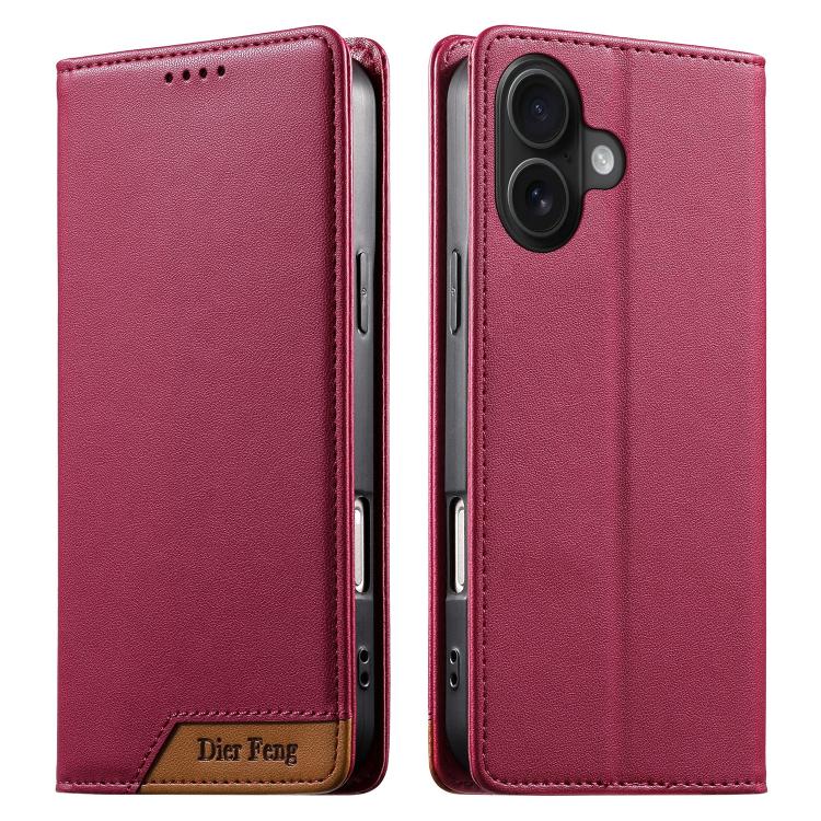 Dierfeng Splicing Strong Magnetic RFID Vegan Leather Phone Case, For iPhone 16, For iPhone 15 Pro Max, For iPhone 15 Pro, For iPhone 15 Plus, For iPhone 15, For iPhone 14 Plus, For iPhone 14 / 13, For iPhone 14 Pro
