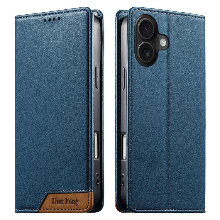 Dierfeng Splicing Strong Magnetic RFID Vegan Leather Phone Case, For iPhone 16, For iPhone 15 Pro Max, For iPhone 15 Pro, For iPhone 15 Plus, For iPhone 15, For iPhone 14 Plus, For iPhone 14 / 13, For iPhone 14 Pro