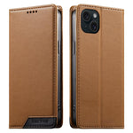 Dierfeng Splicing Strong Magnetic RFID Vegan Leather Phone Case, For iPhone 16, For iPhone 15 Pro Max, For iPhone 15 Pro, For iPhone 15 Plus, For iPhone 15, For iPhone 14 Plus, For iPhone 14 / 13, For iPhone 14 Pro