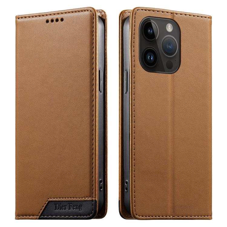 Dierfeng Splicing Strong Magnetic RFID Vegan Leather Phone Case, For iPhone 16, For iPhone 15 Pro Max, For iPhone 15 Pro, For iPhone 15 Plus, For iPhone 15, For iPhone 14 Plus, For iPhone 14 / 13, For iPhone 14 Pro