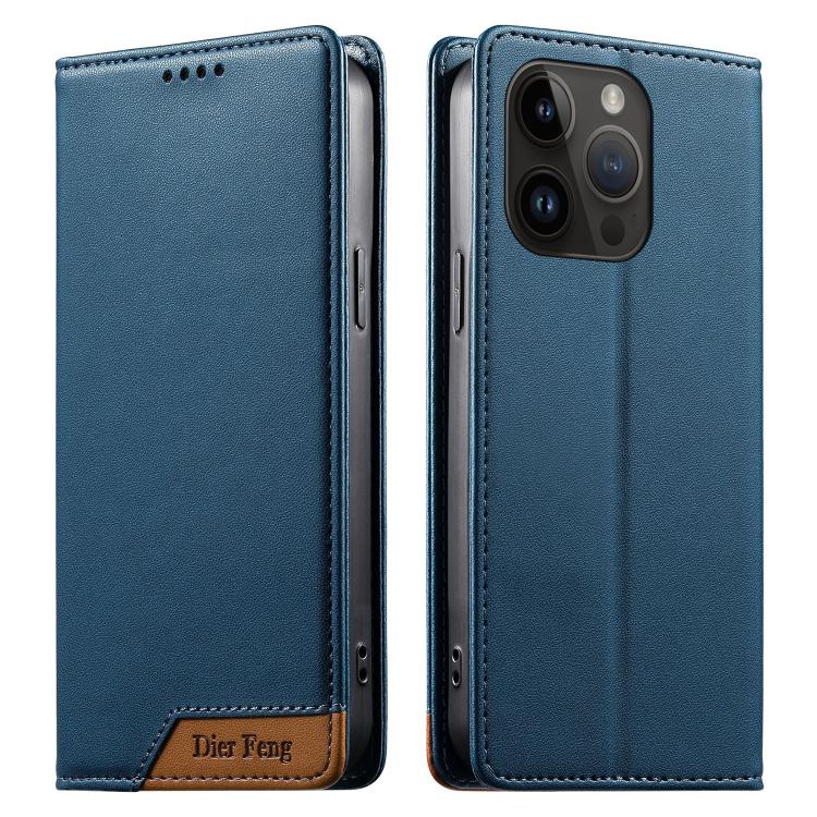 Dierfeng Splicing Strong Magnetic RFID Vegan Leather Phone Case, For iPhone 16, For iPhone 15 Pro Max, For iPhone 15 Pro, For iPhone 15 Plus, For iPhone 15, For iPhone 14 Plus, For iPhone 14 / 13, For iPhone 14 Pro