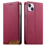 Dierfeng Splicing Strong Magnetic RFID Vegan Leather Phone Case, For iPhone 16, For iPhone 15 Pro Max, For iPhone 15 Pro, For iPhone 15 Plus, For iPhone 15, For iPhone 14 Plus, For iPhone 14 / 13, For iPhone 14 Pro