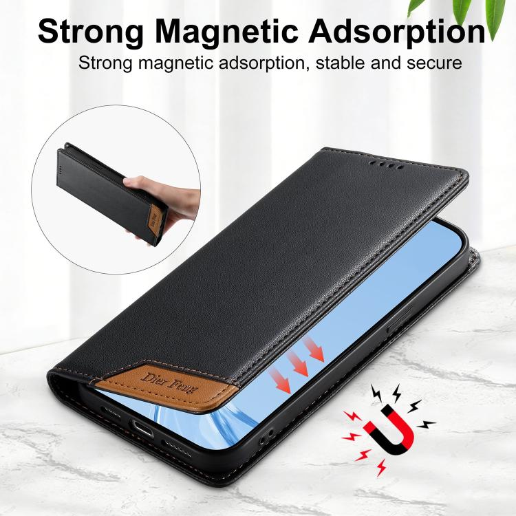 Dierfeng Splicing Strong Magnetic RFID Vegan Leather Phone Case, For iPhone 11 Pro Max, For iPhone 11, For iPhone 11 Pro, For iPhone X / XS, For iPhone XR, For iPhone XS Max, For iPhone 8 Plus / 7 Plus