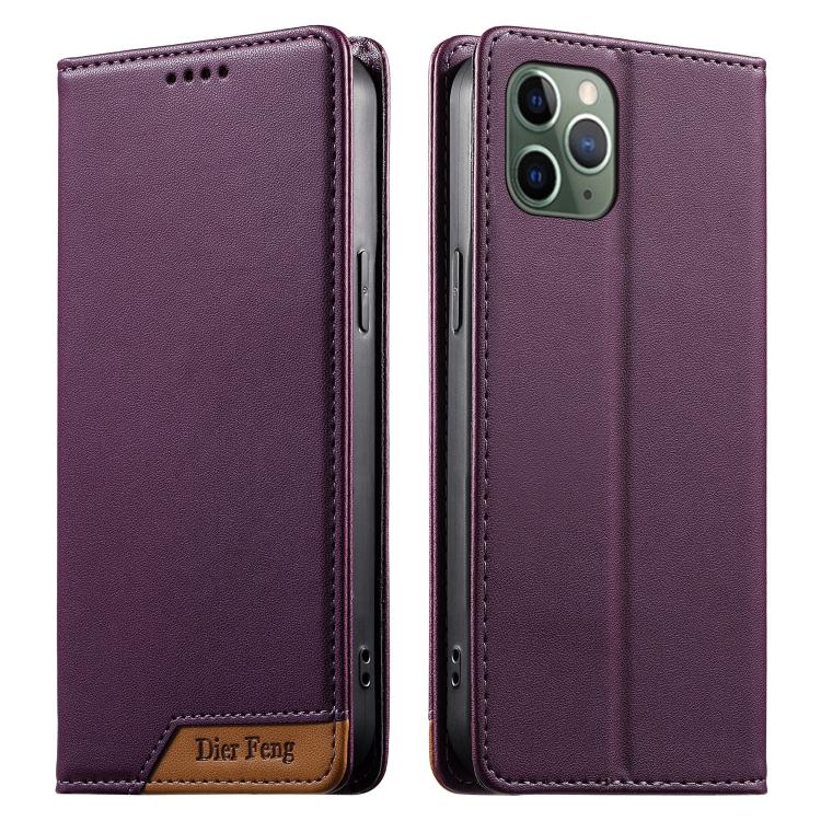 Dierfeng Splicing Strong Magnetic RFID Vegan Leather Phone Case, For iPhone 11 Pro Max, For iPhone 11, For iPhone 11 Pro, For iPhone X / XS, For iPhone XR, For iPhone XS Max, For iPhone 8 Plus / 7 Plus