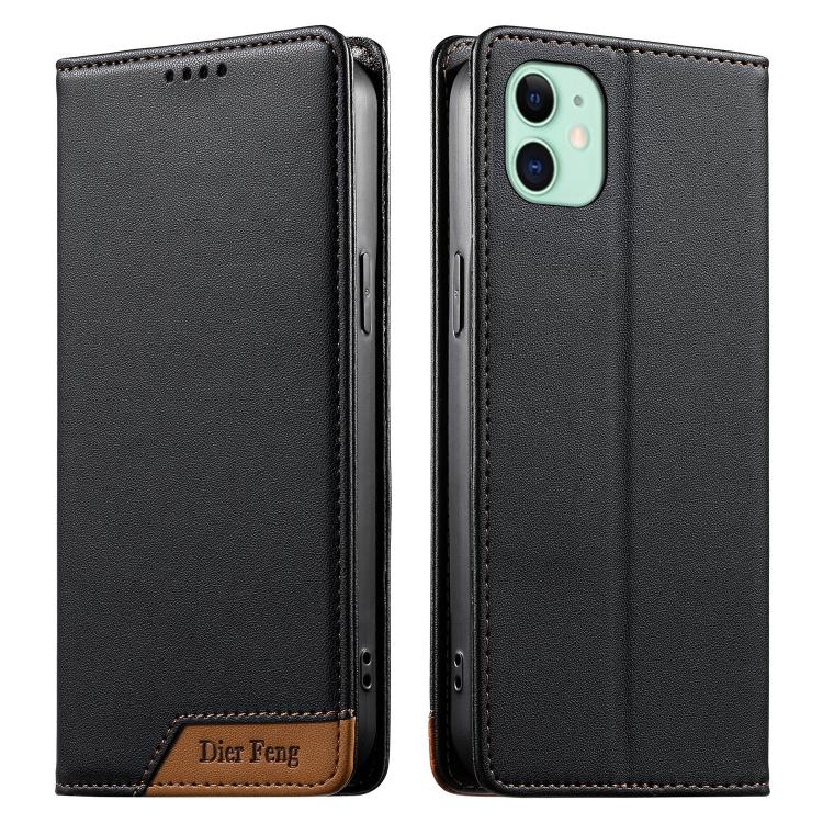 Dierfeng Splicing Strong Magnetic RFID Vegan Leather Phone Case, For iPhone 11 Pro Max, For iPhone 11, For iPhone 11 Pro, For iPhone X / XS, For iPhone XR, For iPhone XS Max, For iPhone 8 Plus / 7 Plus