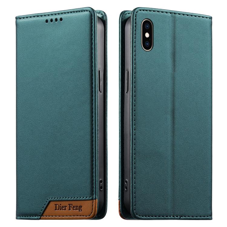Dierfeng Splicing Strong Magnetic RFID Vegan Leather Phone Case, For iPhone 11 Pro Max, For iPhone 11, For iPhone 11 Pro, For iPhone X / XS, For iPhone XR, For iPhone XS Max, For iPhone 8 Plus / 7 Plus