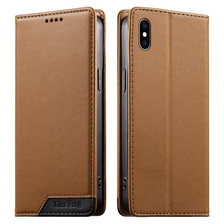 Dierfeng Splicing Strong Magnetic RFID Vegan Leather Phone Case, For iPhone 11 Pro Max, For iPhone 11, For iPhone 11 Pro, For iPhone X / XS, For iPhone XR, For iPhone XS Max, For iPhone 8 Plus / 7 Plus