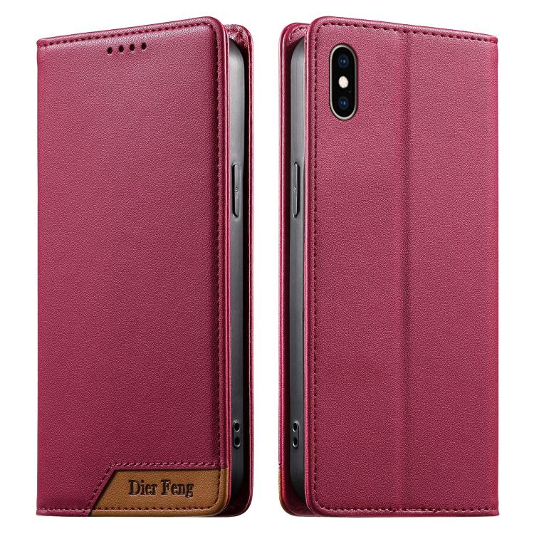 Dierfeng Splicing Strong Magnetic RFID Vegan Leather Phone Case, For iPhone 11 Pro Max, For iPhone 11, For iPhone 11 Pro, For iPhone X / XS, For iPhone XR, For iPhone XS Max, For iPhone 8 Plus / 7 Plus