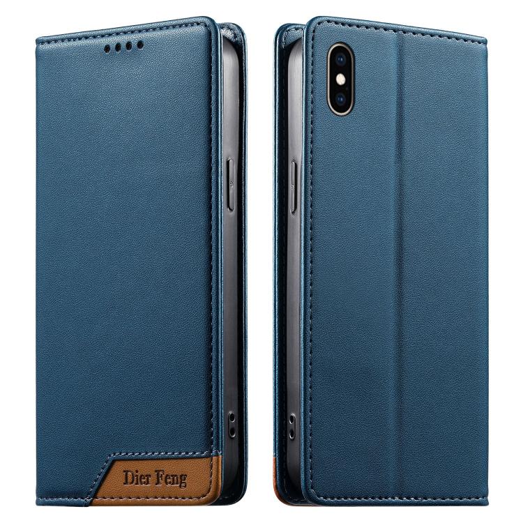 Dierfeng Splicing Strong Magnetic RFID Vegan Leather Phone Case, For iPhone 11 Pro Max, For iPhone 11, For iPhone 11 Pro, For iPhone X / XS, For iPhone XR, For iPhone XS Max, For iPhone 8 Plus / 7 Plus