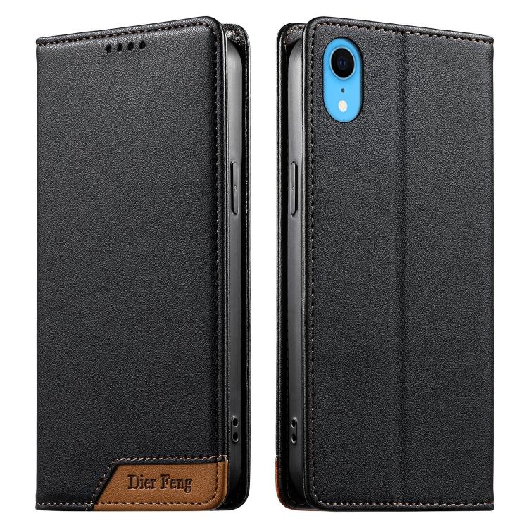 Dierfeng Splicing Strong Magnetic RFID Vegan Leather Phone Case, For iPhone 11 Pro Max, For iPhone 11, For iPhone 11 Pro, For iPhone X / XS, For iPhone XR, For iPhone XS Max, For iPhone 8 Plus / 7 Plus