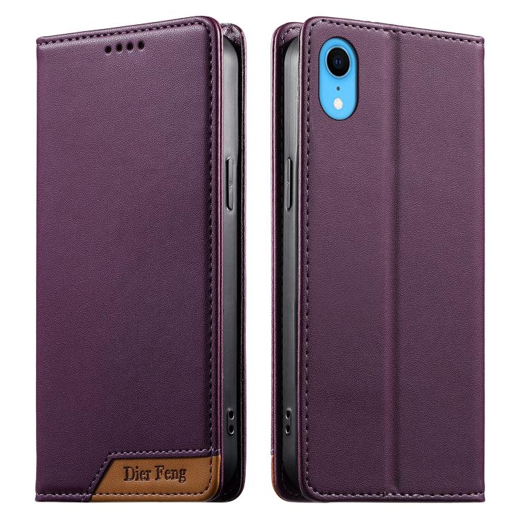 Dierfeng Splicing Strong Magnetic RFID Vegan Leather Phone Case, For iPhone 11 Pro Max, For iPhone 11, For iPhone 11 Pro, For iPhone X / XS, For iPhone XR, For iPhone XS Max, For iPhone 8 Plus / 7 Plus