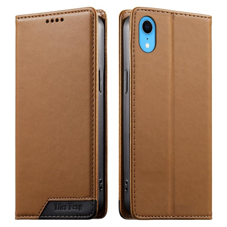 Dierfeng Splicing Strong Magnetic RFID Vegan Leather Phone Case, For iPhone 11 Pro Max, For iPhone 11, For iPhone 11 Pro, For iPhone X / XS, For iPhone XR, For iPhone XS Max, For iPhone 8 Plus / 7 Plus