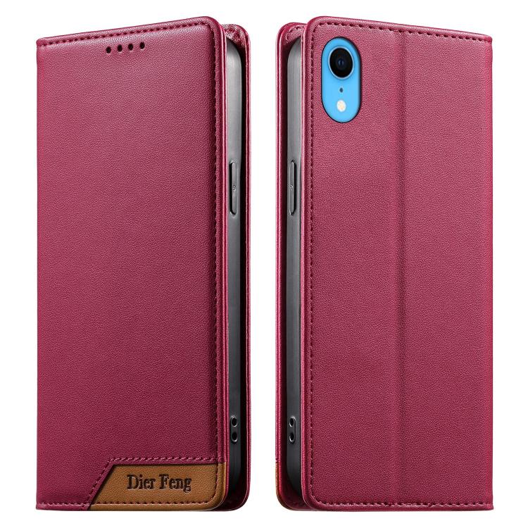 Dierfeng Splicing Strong Magnetic RFID Vegan Leather Phone Case, For iPhone 11 Pro Max, For iPhone 11, For iPhone 11 Pro, For iPhone X / XS, For iPhone XR, For iPhone XS Max, For iPhone 8 Plus / 7 Plus