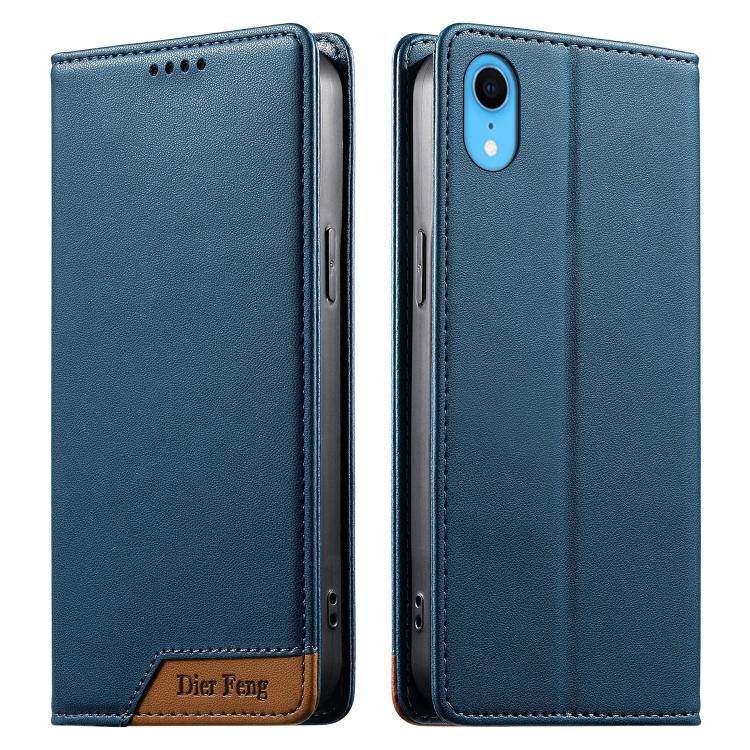 Dierfeng Splicing Strong Magnetic RFID Vegan Leather Phone Case, For iPhone 11 Pro Max, For iPhone 11, For iPhone 11 Pro, For iPhone X / XS, For iPhone XR, For iPhone XS Max, For iPhone 8 Plus / 7 Plus