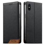 Dierfeng Splicing Strong Magnetic RFID Vegan Leather Phone Case, For iPhone 11 Pro Max, For iPhone 11, For iPhone 11 Pro, For iPhone X / XS, For iPhone XR, For iPhone XS Max, For iPhone 8 Plus / 7 Plus