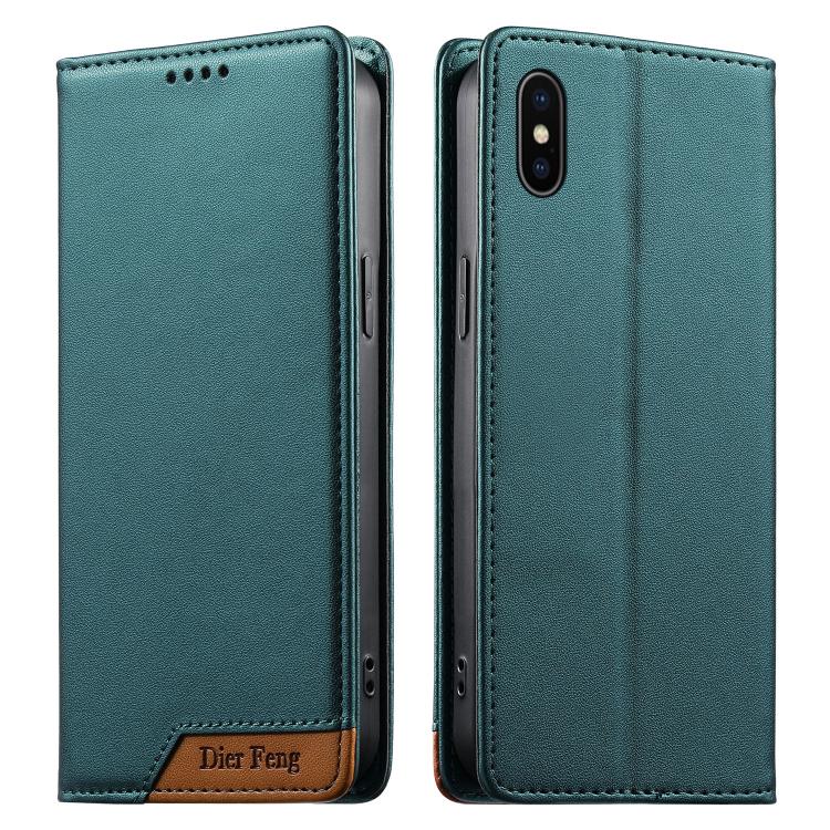 Dierfeng Splicing Strong Magnetic RFID Vegan Leather Phone Case, For iPhone 11 Pro Max, For iPhone 11, For iPhone 11 Pro, For iPhone X / XS, For iPhone XR, For iPhone XS Max, For iPhone 8 Plus / 7 Plus