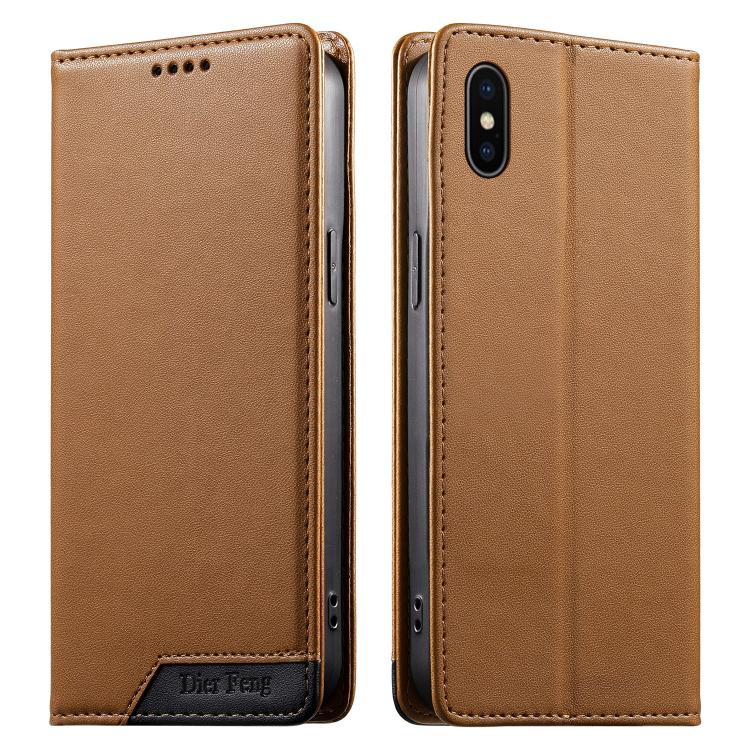 Dierfeng Splicing Strong Magnetic RFID Vegan Leather Phone Case, For iPhone 11 Pro Max, For iPhone 11, For iPhone 11 Pro, For iPhone X / XS, For iPhone XR, For iPhone XS Max, For iPhone 8 Plus / 7 Plus