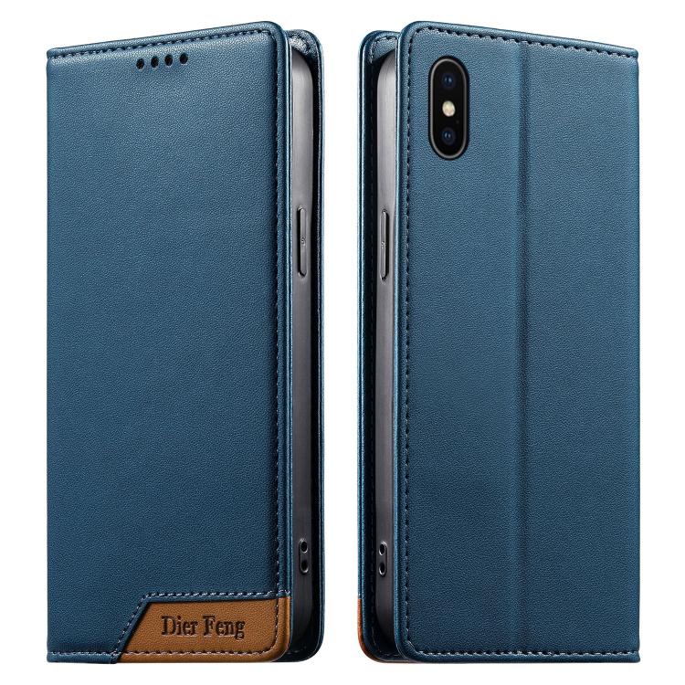 Dierfeng Splicing Strong Magnetic RFID Vegan Leather Phone Case, For iPhone 11 Pro Max, For iPhone 11, For iPhone 11 Pro, For iPhone X / XS, For iPhone XR, For iPhone XS Max, For iPhone 8 Plus / 7 Plus