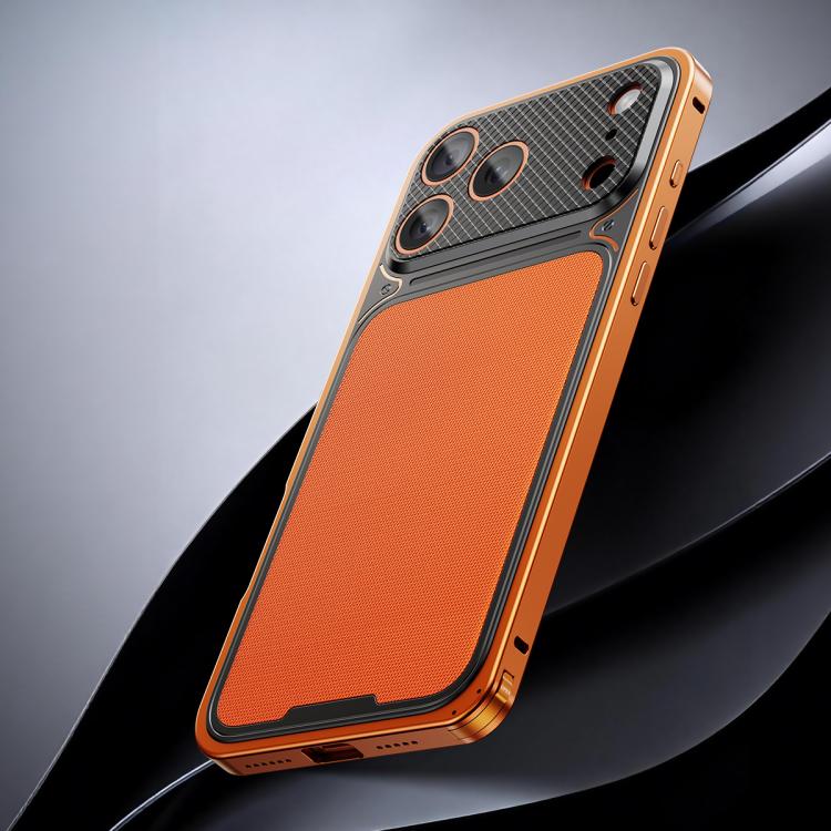 Luxury Leather-Texture Magnetic Metal Phone Case with Spring Buckle, For iPhone 17 Pro Max, For iPhone 17 Pro