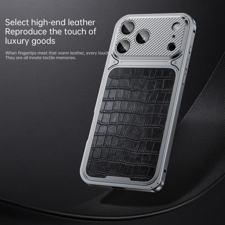 Luxury Leather-Texture Magnetic Metal Phone Case with Spring Buckle, For iPhone 17 Pro Max, For iPhone 17 Pro