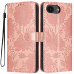 Sunflower Embossed Vegan Leather Phone Case with Small Black Rope, For iPhone 18 Pro, For iPhone 18 Pro Max, For iPhone 16e / 17e, For iPhone 17 Pro Max, For iPhone 17 Pro, For iPhone 17, For iPhone Air, For iPhone 16 Pro Max