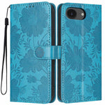 Sunflower Embossed Vegan Leather Phone Case with Small Black Rope, For iPhone 18 Pro, For iPhone 18 Pro Max, For iPhone 16e / 17e, For iPhone 17 Pro Max, For iPhone 17 Pro, For iPhone 17, For iPhone Air, For iPhone 16 Pro Max