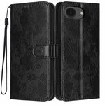 Sunflower Embossed Vegan Leather Phone Case with Small Black Rope, For iPhone 18 Pro, For iPhone 18 Pro Max, For iPhone 16e / 17e, For iPhone 17 Pro Max, For iPhone 17 Pro, For iPhone 17, For iPhone Air, For iPhone 16 Pro Max