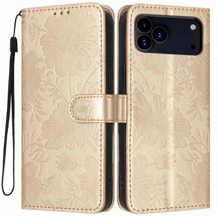 Sunflower Embossed Vegan Leather Phone Case with Small Black Rope, For iPhone 18 Pro, For iPhone 18 Pro Max, For iPhone 16e / 17e, For iPhone 17 Pro Max, For iPhone 17 Pro, For iPhone 17, For iPhone Air, For iPhone 16 Pro Max
