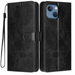 Sunflower Embossed Vegan Leather Phone Case with Small Black Rope, For iPhone 14 Pro Max, For iPhone 13 Pro Max, For iPhone 13 Pro, For iPhone 13, For iPhone 12 / 12 Pro, For iPhone 12 Pro Max, For iPhone 11 Pro Max, For iPhone 11