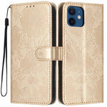 Sunflower Embossed Vegan Leather Phone Case with Small Black Rope, For iPhone 14 Pro Max, For iPhone 13 Pro Max, For iPhone 13 Pro, For iPhone 13, For iPhone 12 / 12 Pro, For iPhone 12 Pro Max, For iPhone 11 Pro Max, For iPhone 11