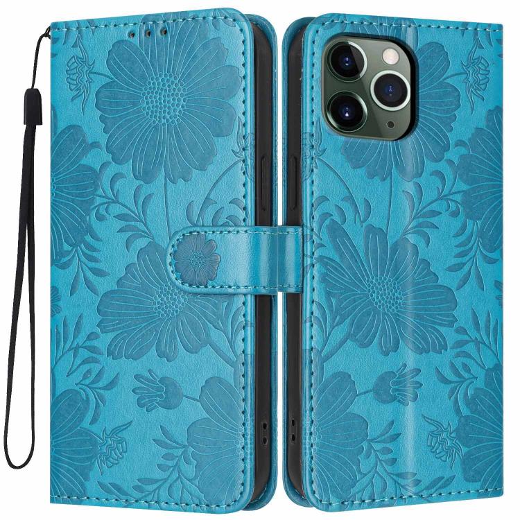 Sunflower Embossed Vegan Leather Phone Case with Small Black Rope, For iPhone 14 Pro Max, For iPhone 13 Pro Max, For iPhone 13 Pro, For iPhone 13, For iPhone 12 / 12 Pro, For iPhone 12 Pro Max, For iPhone 11 Pro Max, For iPhone 11
