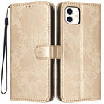 Sunflower Embossed Vegan Leather Phone Case with Small Black Rope, For iPhone 14 Pro Max, For iPhone 13 Pro Max, For iPhone 13 Pro, For iPhone 13, For iPhone 12 / 12 Pro, For iPhone 12 Pro Max, For iPhone 11 Pro Max, For iPhone 11