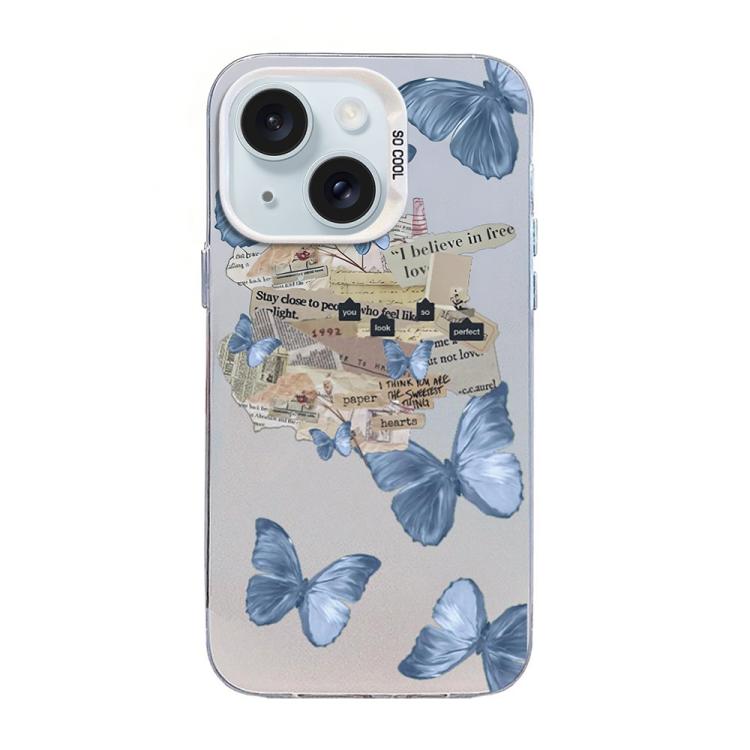 Butterfly Pattern Silver Plating PC Hybrid TPU Phone Case, For iPhone 15, For iPhone 14 Plus, For iPhone 14, For iPhone 14 Pro, For iPhone 14 Pro Max, For iPhone SE 2022 / SE 2020