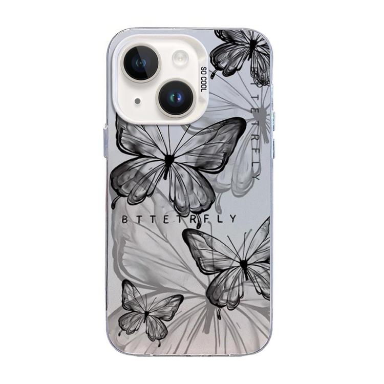 Butterfly Pattern Silver Plating PC Hybrid TPU Phone Case, For iPhone 15, For iPhone 14 Plus, For iPhone 14, For iPhone 14 Pro, For iPhone 14 Pro Max, For iPhone SE 2022 / SE 2020