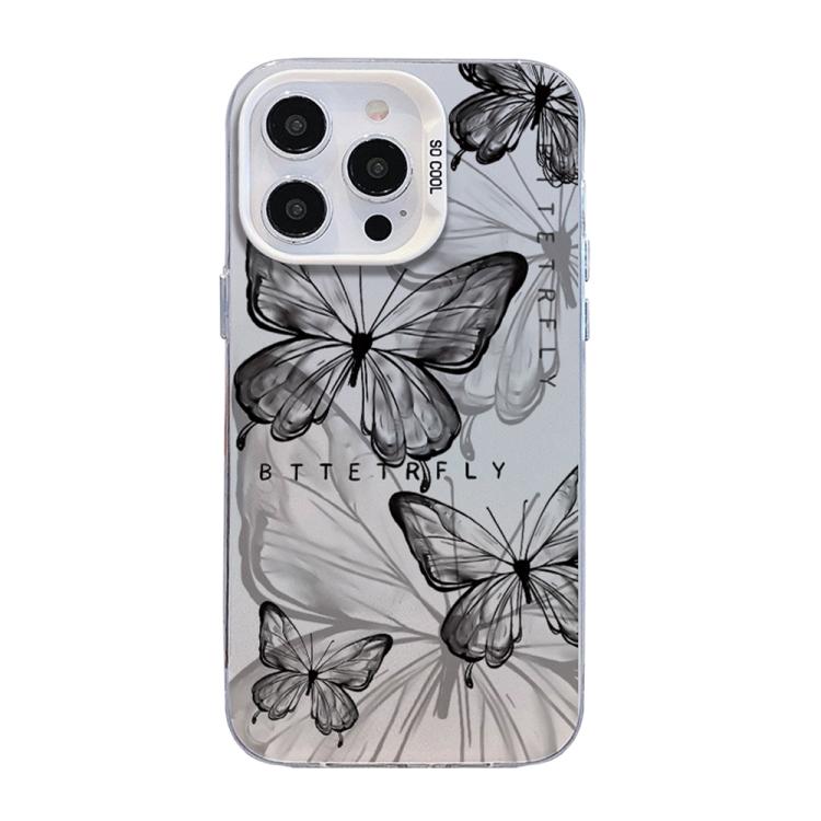 Butterfly Pattern Silver Plating PC Hybrid TPU Phone Case, For iPhone 15, For iPhone 14 Plus, For iPhone 14, For iPhone 14 Pro, For iPhone 14 Pro Max, For iPhone SE 2022 / SE 2020