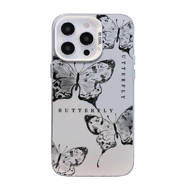 Butterfly Pattern Silver Plating PC Hybrid TPU Phone Case, For iPhone 15, For iPhone 14 Plus, For iPhone 14, For iPhone 14 Pro, For iPhone 14 Pro Max, For iPhone SE 2022 / SE 2020