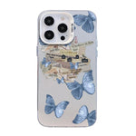 Butterfly Pattern Silver Plating PC Hybrid TPU Phone Case, For iPhone 13 Pro Max, For iPhone 13 Pro, For iPhone 13, For iPhone 13 mini, For iPhone 12 Pro Max, For iPhone 12 Pro